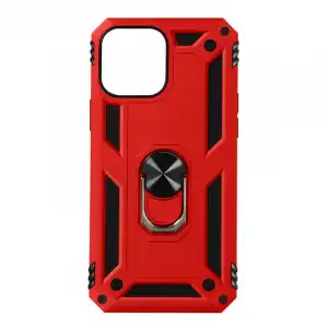 Avizar Funda Antigolpes 2 Materiales con Anillo Soporte Rojo para iPhone 13 Pro Max