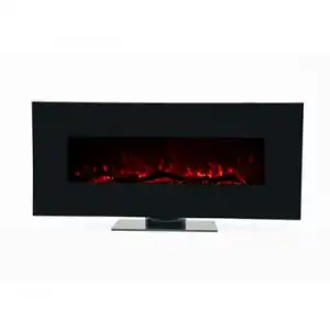Chimenea Eléctrica De Pared 1600w Kekai Minesota 84x26x53 Cm Con Simulación De Fuego Negra Con Mando Para Interior
