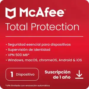 McAfee Total Protection 1 Dispositivo 1 Año Licencia Digital